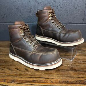 AdTec Men’s 10.5 M Brown Leather Moc Toe Work Boots EH Wedge Sole